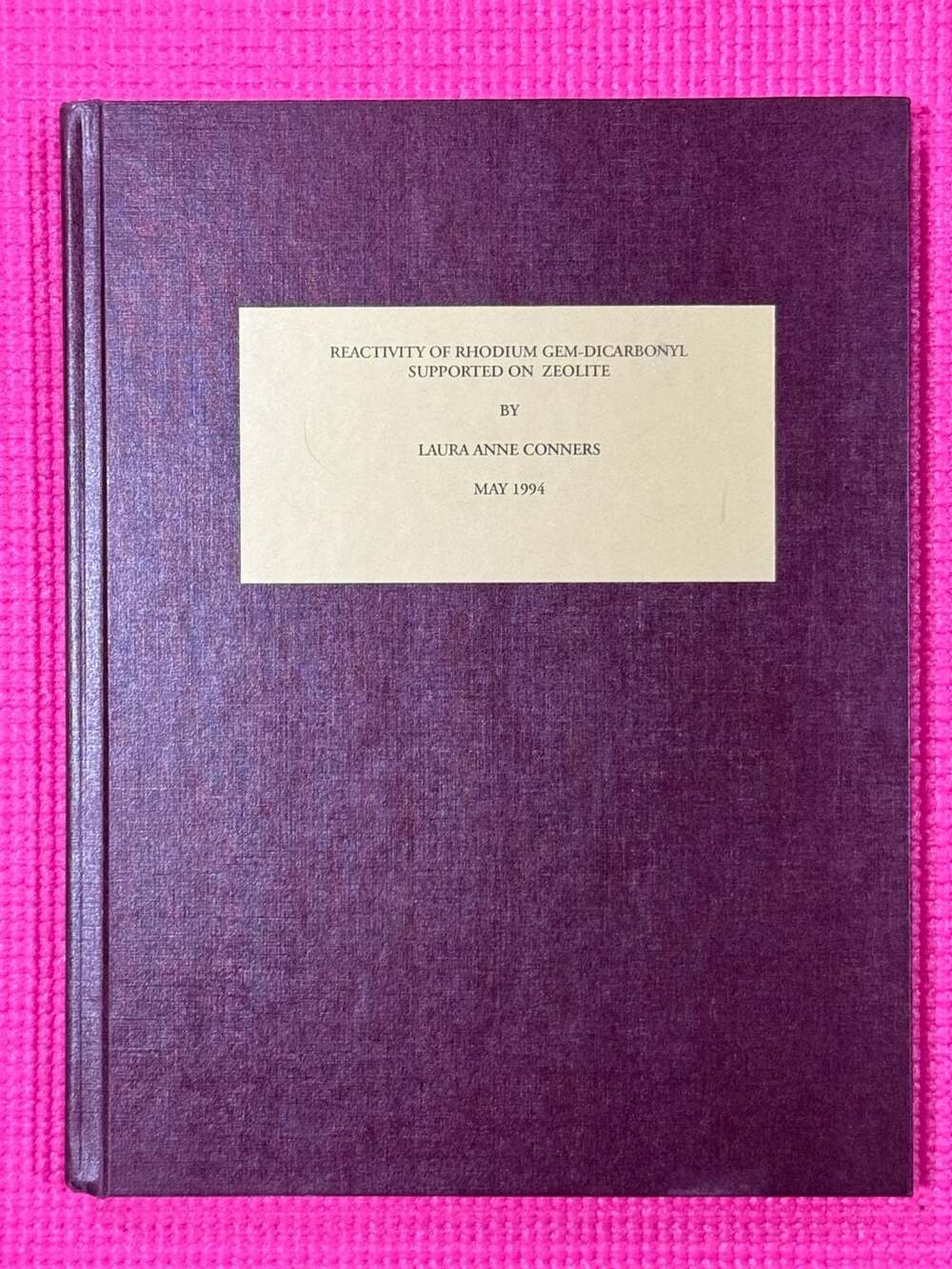 Reactivity of Rhodium Gem-Dicarbonyl Supported on Zeolite Thesis (May 1994)